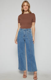 SOGNA COL Front Leg Seam Detail Denim Jeans (SDM138B)